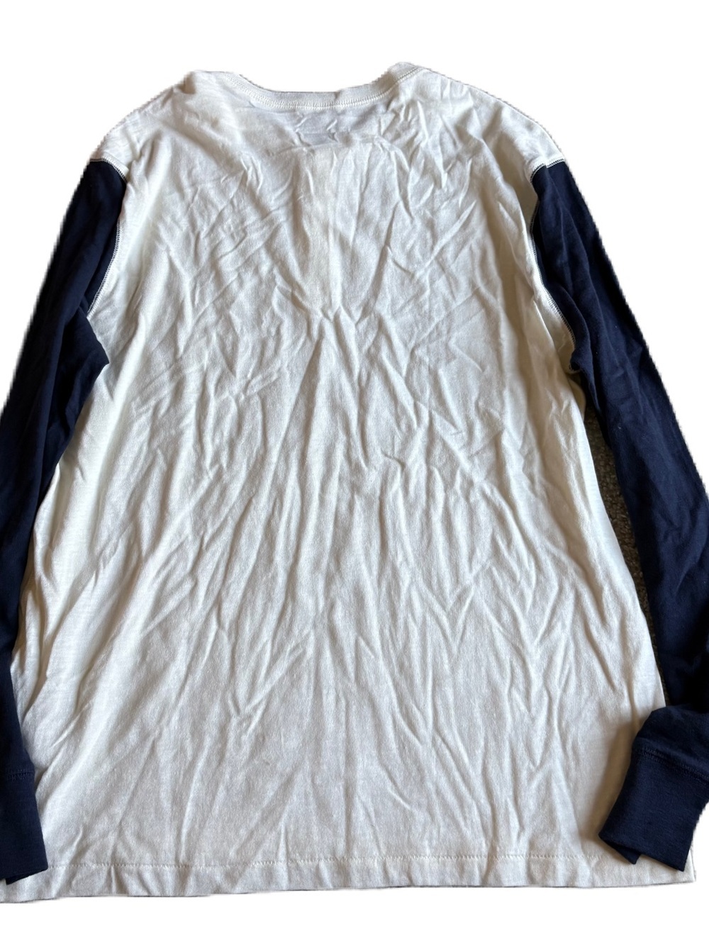 J. Crew Two-Tone Henley Long Sleeve Shirt NEW White Body Navy Sleeves XL Men’s - Picture 2 of 4